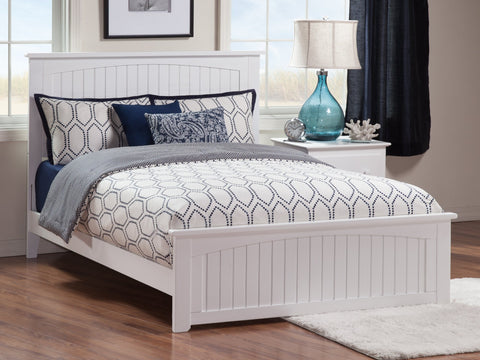 AFI, Nantucket Queen Size Low Profile Platform Bed with Matching Footboard, White