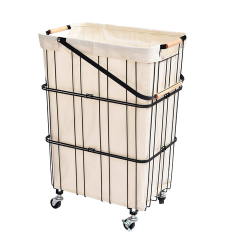 Oceanstar Mobile Rolling Storage Laundry Basket Cart with Handle - WLS1736