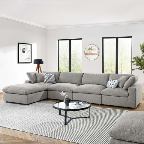 Modway Commix Down-Filled Overstuffed Boucle Fabric 5-Piece Sectional Sofa