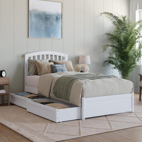 AFI, Lucia Twin XL Platform Bed with Panel Footboard & Storage Drawers, White