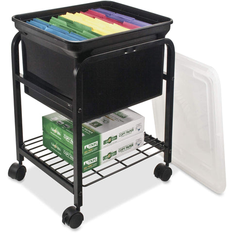 INNOVATIVE STORAGE DESIGN Advantus Hanging Rolling File Cart with Clear Lid, 15-5/8 in. x 18 in. x 25-5/8 in., Black, 1 Count