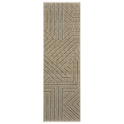 Oriental Weavers Echo Area Rug - ECH01-2'3" x 7'6" - in Beige/Grey - Modern Industrial Style, Stain Resistant, Family and Pet Friendly, Entryway, Hallway Runner Rug