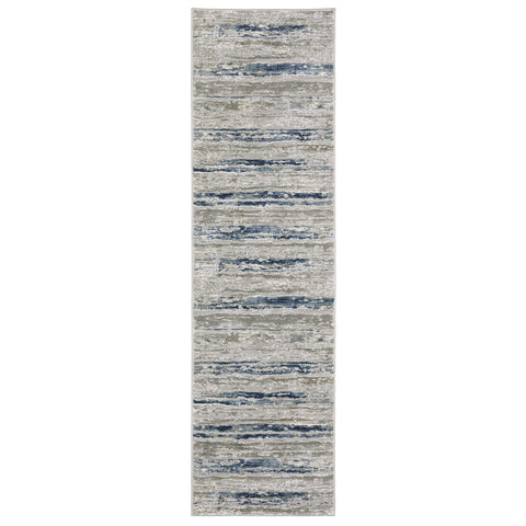 Oriental Weavers Easton Area Rug - 012E3-2'3" x 7'6" - in Grey/Blue - Modern Style, Stain Resistant, Family and Pet Friendly, Entryway, Hallway Runner Rug