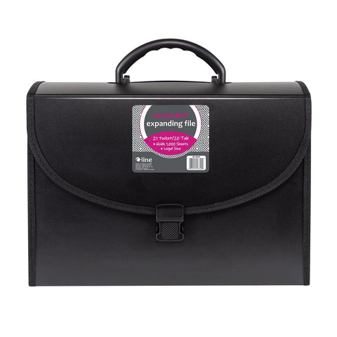 C-Line 21-Pocket Poly Expanding File with Handle, Includes Tabs, Locking Closure, Legal Size, Black (58320), Traditional