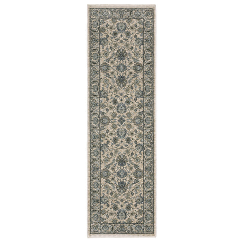 Oriental Weavers Aberdeen Area Rug - 070I1-2'3" x 7'6" - in Beige/Blue - Vintage Inspired, Stain Resistant, Family and Pet Friendly, Entryway, Hallway Runner Rug