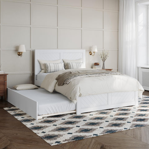 AFI, Canyon Full Platform Bed with Matching Footboard & Twin Trundle, White