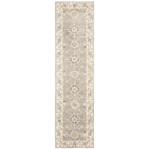 Oriental Weavers Andorra Area Rug - 8929H - 2'3" x 8' - in Grey/Ivory - Vintage Inspired, Stain Resistant, Family and Pet Friendly, Entryway, Hallway Runner Rug