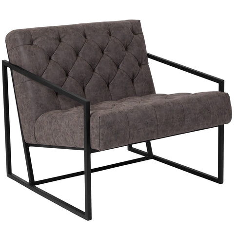 Flash Furniture HERCULES Madison Series Retro Gray LeatherSoft Tufted Lounge Chair