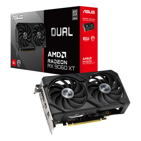ASUS Dual Radeon™ RX 9060 XT 8GB GDDR6 Graphics Card (PCIe 5.0, HDMI 2.1b, DisplayPort 2.1a, 2.5-Slot Design, Axial-tech Fan Design, 0dB Technology, and More)