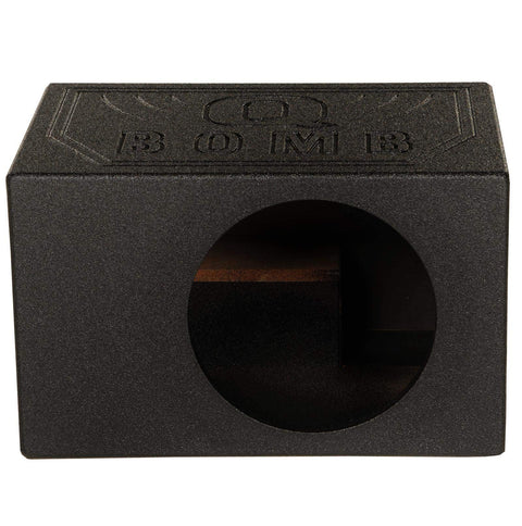 QPower QBOMB, Single 10" Tough Vented Shallow Ported Car Audio Subwoofer Box Enclosure with 1.4 Cubic Feet of Air Space, Black