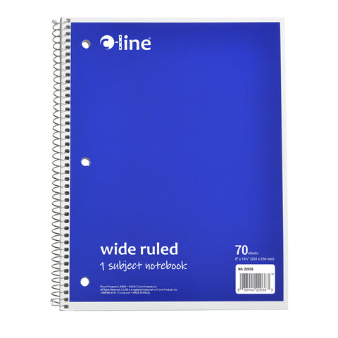 C-Line 1-Subject Notebook, Wide Ruled, Blue, Case of 24 (22038-CT)