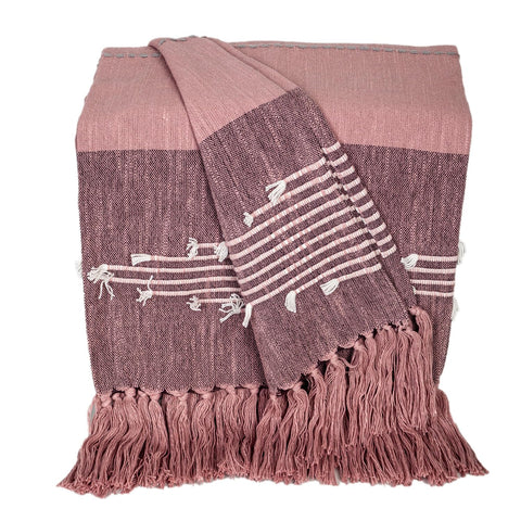 Parkland Collection Executive Pink Cotton Slub Throw from with Extra Softness