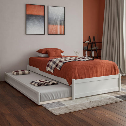 AFI, Barcelona Twin XL Panel Platform Bed with Twin XL Trundle, White