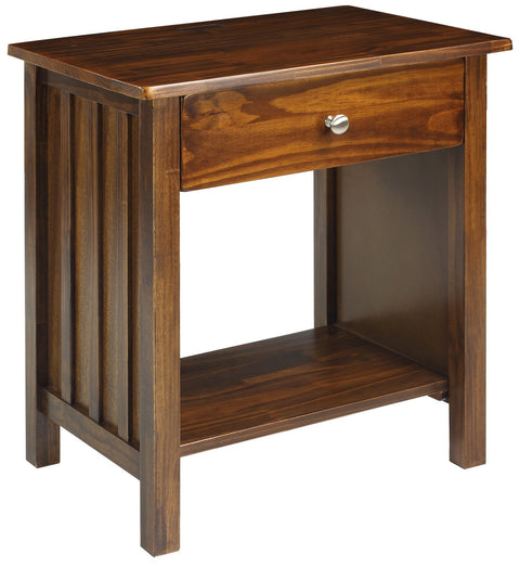 Casual Home Vanderbilt Nightstand with USB Ports-Warm Brown, 24"L x 17"W x 27"H