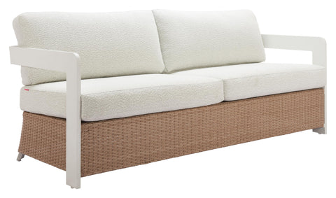 Zuo Gelo Sofa White & Brown, White Sofa, Modern Style, Patio Furniture, Outdoor Fabric, Seats up to 2, Aluminum, Outdoor Living, 72.6" W x 30.3" D x 32.5" H, Non-Stackable