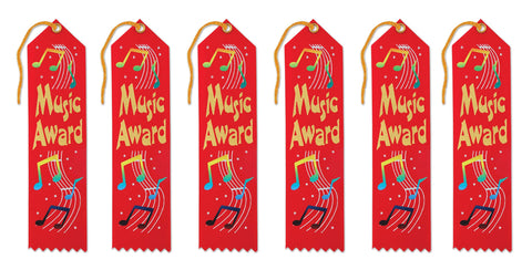 Beistle Music Award Ribbons, 2 by 8-Inch, 6-Pack