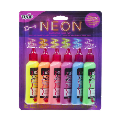 Tulip Puff Paint Neon Colors 6-pack, Multi-Surface, Premium Quality, Nontoxic & Waterproof Craft Paint, Permanent on Fabric