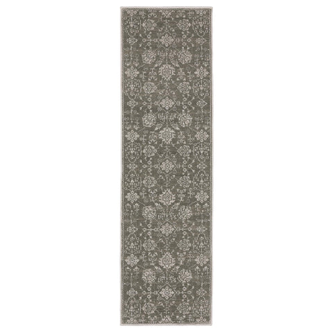 Oriental Weavers Intrigue Area Rug - INT01-2'3" x 7'6" - in Grey/Light Grey - Vintage Inspired, Stain Resistant, Family and Pet Friendly, Entryway, Hallway Runner Rug