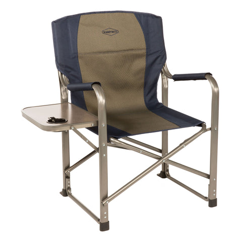 Kamp-Rite Director&#39;s Chair with Side Table, Tan/Blue