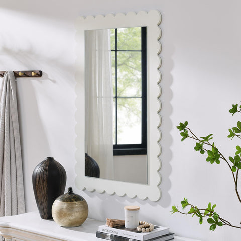 Modway Emmeline Scalloped Rectangle Wall Mirror in White