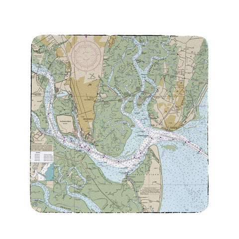 Betsy Drake St Simons Sound, GA Nautical Map Coaster Set of 4