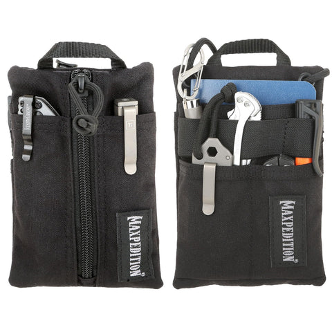 MAXPEDITION Platy Pocket Organizer, Durable EDC Tool Pouch for Men, Neck Wallet with Paracord Lanyard, Holds Flashlight, Multitool, Pen, Notebook (Black, 4" x 6")
