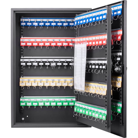 Barska 200 Position Combination Key Lock Box – Wall Mount Steel Key Cabinet with Adjustable Numbered Hooks, Index Log, Colored Tags for Office or Business