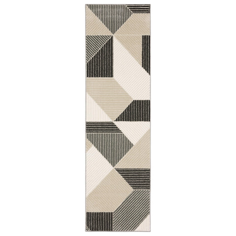 Oriental Weavers Raylan Area Rug - RAY07-2'3" x 7'6" - in Ivory/Black - Modern Style, Stain Resistant, Family and Pet Friendly, Entryway, Hallway Runner Rug