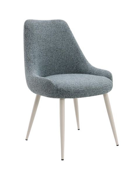 Acme Laela Metal & Fabric Upholstered Side Chair in Blue & Bone White (Set of 2)