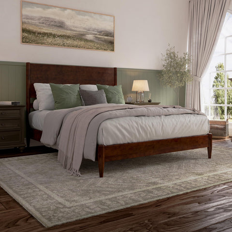 AFI, Pasadena Queen Solid Wood Low Profile Platform Bed, Walnut