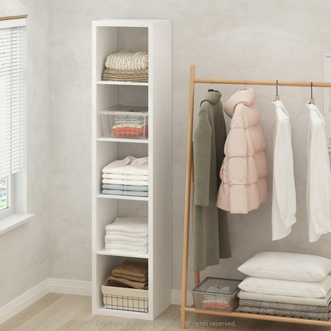 Furinno Cubic Open Back Multipurpose Clothing  and Closet Storage Organizer Shelf 5-Cube White