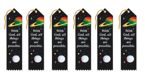 Beistle With God, All Things Are Possible Ribbons, 2 by 8-Inch, 6-Pack