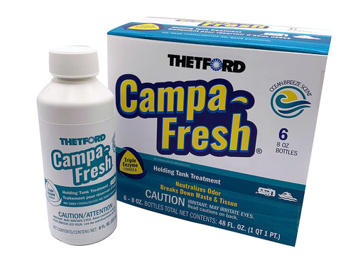 Thetford Campa-Fresh Ocean Breeze Scent RV Holding Tank Treatment, Formaldehyde Free, Waste Digester, Septic Tank Safe, 6 Pack 8oz Bottles (96717)