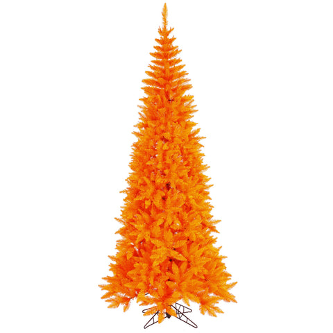 Vickerman 9' Orange Fir Slim Artificial Christmas Tree, Unlit - Faux Fir Christmas Tree - Seasonal Indoor Home Decor
