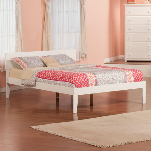 AFI Orlando Queen Size Platform Bed with Charging Station in White