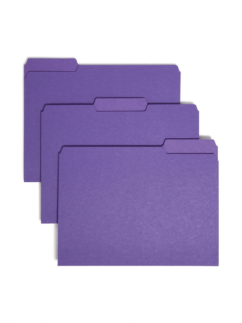 Smead Interior File Folder, 1/3-Cut Tab, Letter Size, Purple, 100 per Box, Expandable File Folders for Filing Cabinet