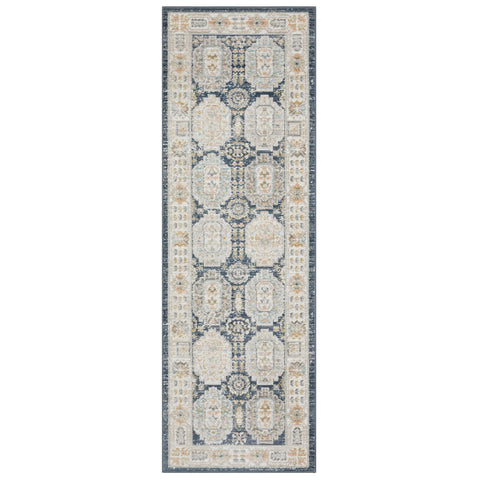 Oriental Weavers Cavett Area Rug - CAV07-2'7" x 7'9" - in Navy/Ivory - Vintage Inspired, Stain Resistant, Family and Pet Friendly, Entryway, Hallway Runner Rug