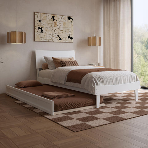 AFI, Phoenix Twin XL Wood Platform Bed with Twin XL Trundle, White
