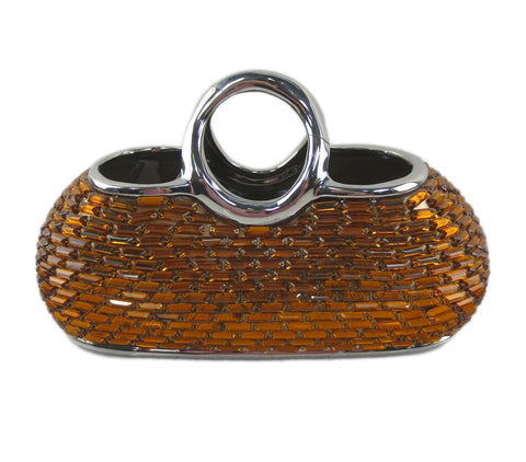 Decorative Ceramic & Glass Purse Floral Vases, 12.5" x 5.5" x 7.5"(H) DMCV010