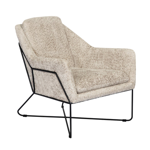 Moti Emilia Lounge Chair in Boucle Beige Fabric with Toughened Iron Frame