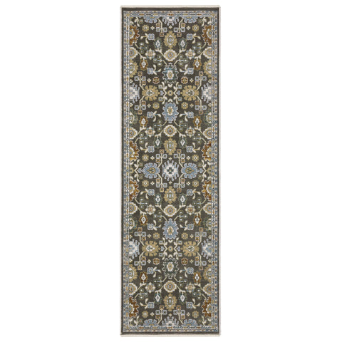 Oriental Weavers Keira Area Rug - KEI01-2'3" x 7'6" - in Grey/Multi - Vintage Inspired, Stain Resistant, Family and Pet Friendly, Entryway, Hallway Runner Rug