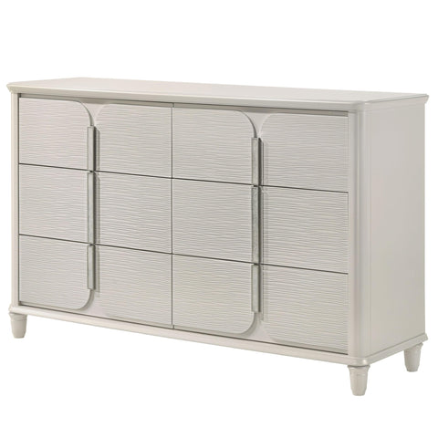 Acme Laveda Wood 6-Drawer Dresser with Hidden Jewelry Tray in Pearl White