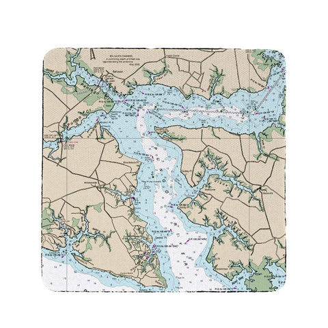 Betsy Drake CT11548PR 4 x 4 in. Pungo River44; NC Nautical Map Coaster - Set of 4