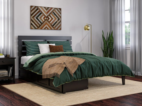 AFI, Oxford Queen Platform Bed with Set of 2 Underbed Storage Drawers, Espresso