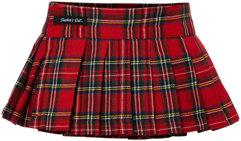 Teacher's Pet Sexy School Girl Red Plaid Pleated Mini Skirt One Size OS