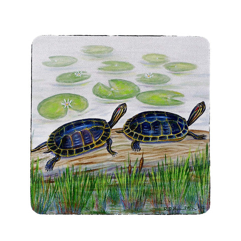 Betsy Drake Two Turtles Coaster Set of 4