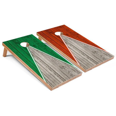 Skip's Garage Kelly and Orange Pyramid All-Weather Cornhole Boards - PVC - Include Hole Lights