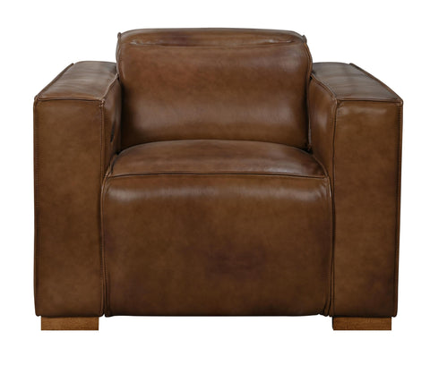 Moti Riseholme Reclining Lounge Chair in Contemporary Tan Authentic Full-Leather