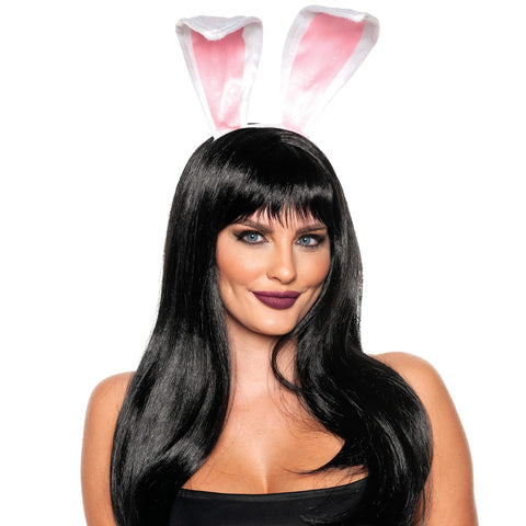 UNDERWRAPS Women's Halloween Themed Headbands - Costume Accessory for Women, Play Bunny Rabbit Ears Standard Sexy Headband Costume Accessory, White & Pink