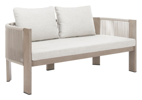 Zuo Rebel Sofa Beige, Beige Sofa, Modern Style, Patio Furniture, Outdoor Fabric, Seats up to 2, Aluminum, Outdoor Living, 58.3" W x 31.5" D x 32.3" H, Non-Stackable